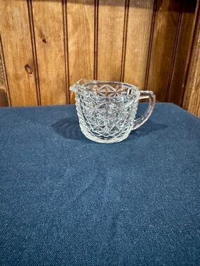 Vintage Anchor Hocking Stars and Bars Clear Glass Creamer Pitcher